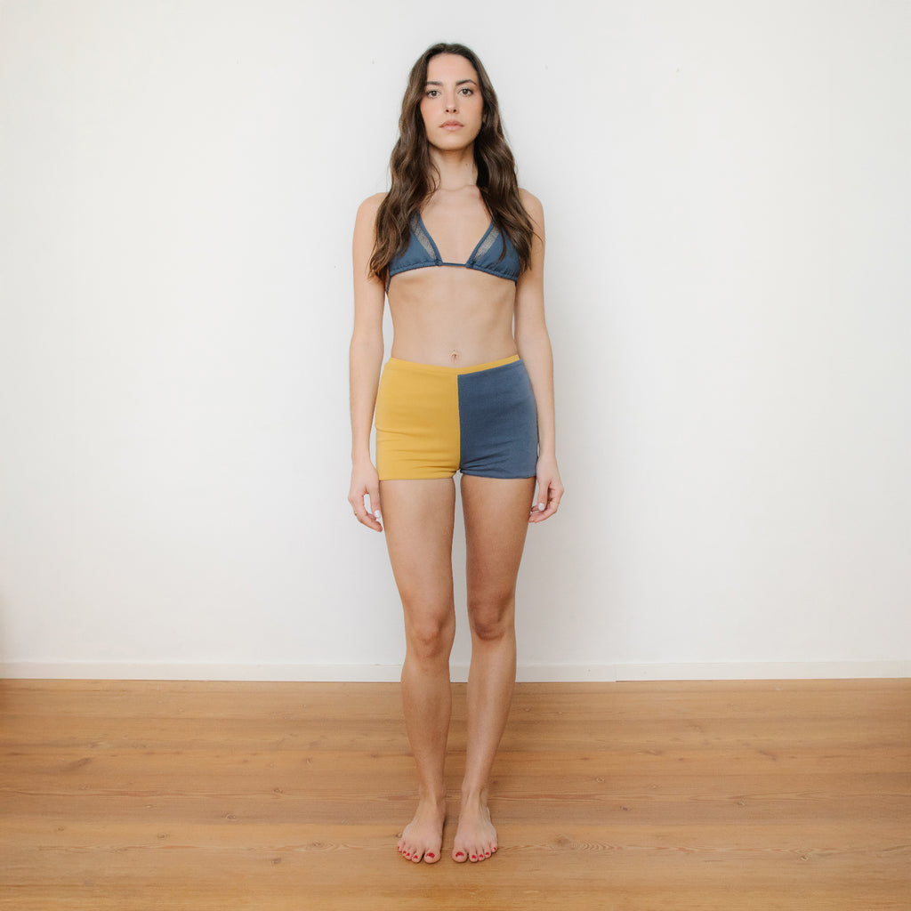 the-hold shorts blue/mustard